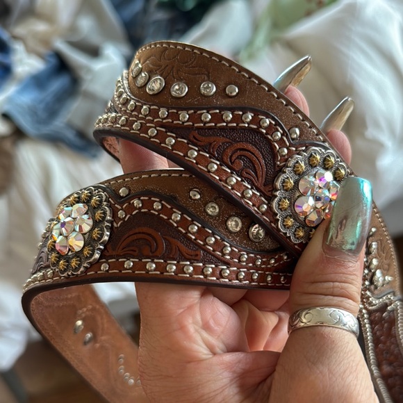 Nocona Brown and Silver Western Belt main image 4